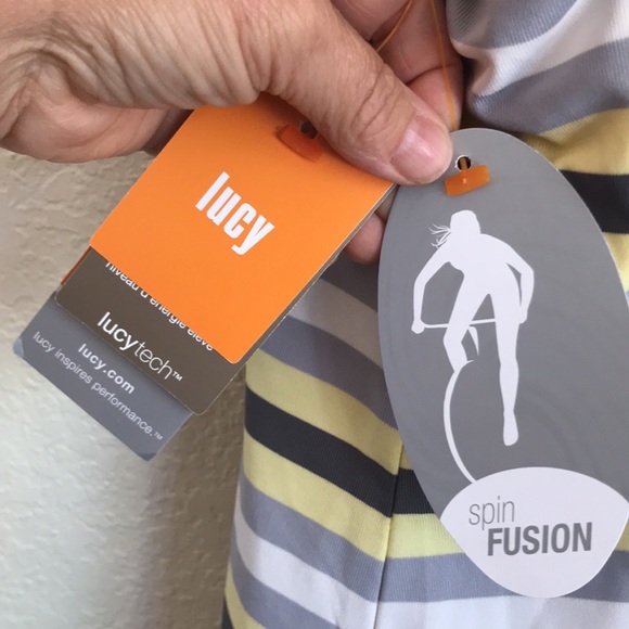 Women’s Lucy workout tank spin fusion tank yellow stripe NEW! - Picture 4 of 7